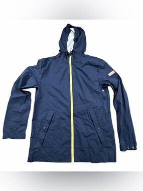 Hunter Navy Waterproof Hooded Rain Jacket Full Zip Womens Small Coat